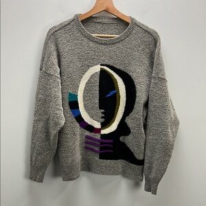 Vintage 3D Abstract Sweater Avant Garde Maximalist Bold Unique Womens Medium